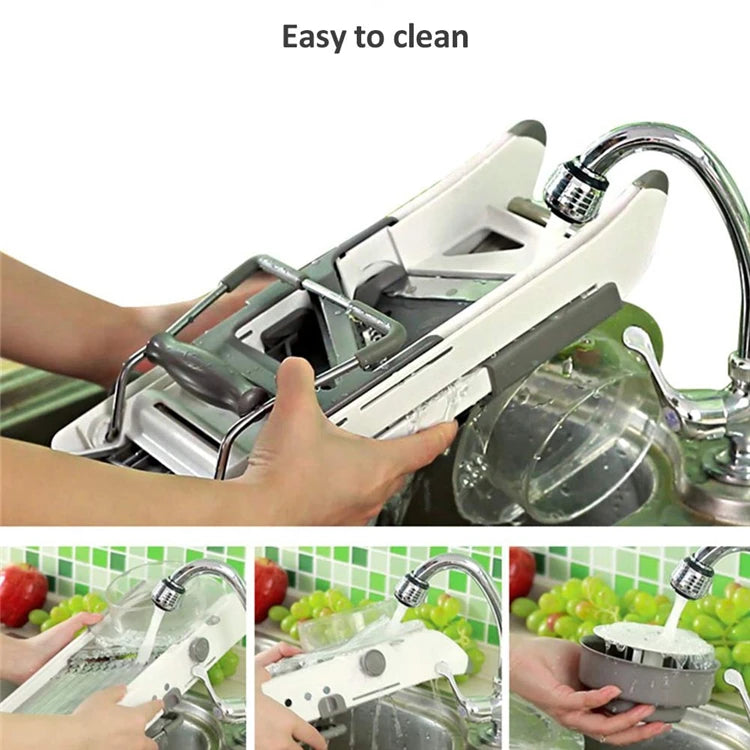 LMETJMA Adjustable 18-in-1 Stainless Steel Mandoline Slicer for Vegetables and Fruits