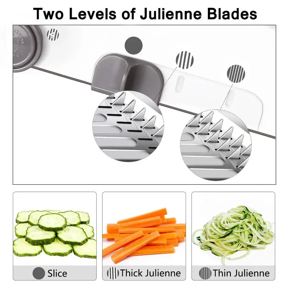 LMETJMA Adjustable 18-in-1 Stainless Steel Mandoline Slicer for Vegetables and Fruits