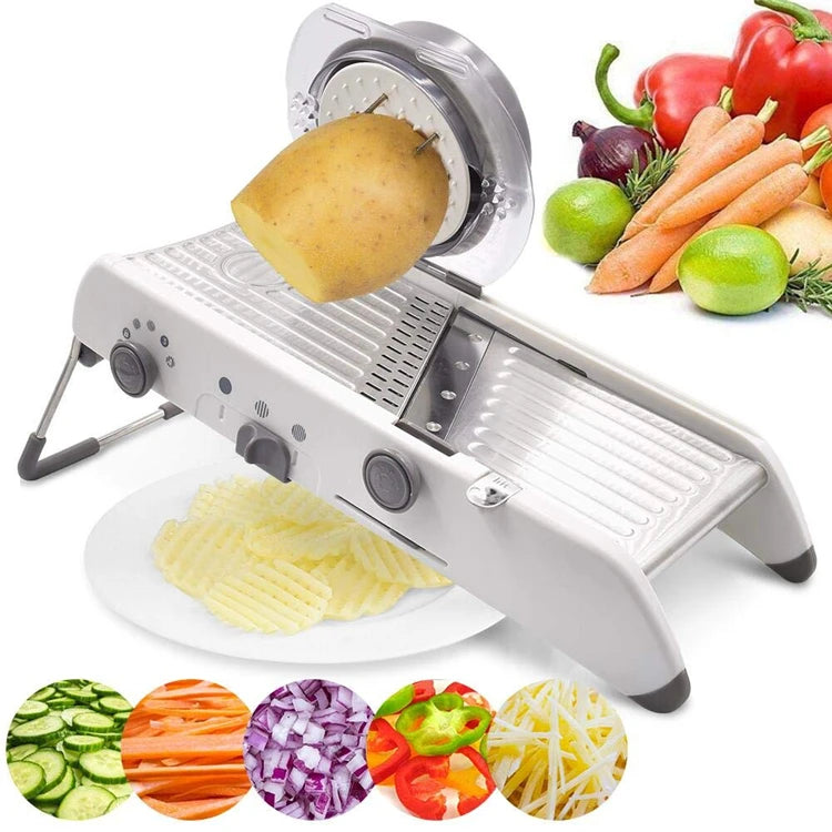 LMETJMA Adjustable 18-in-1 Stainless Steel Mandoline Slicer for Vegetables and Fruits