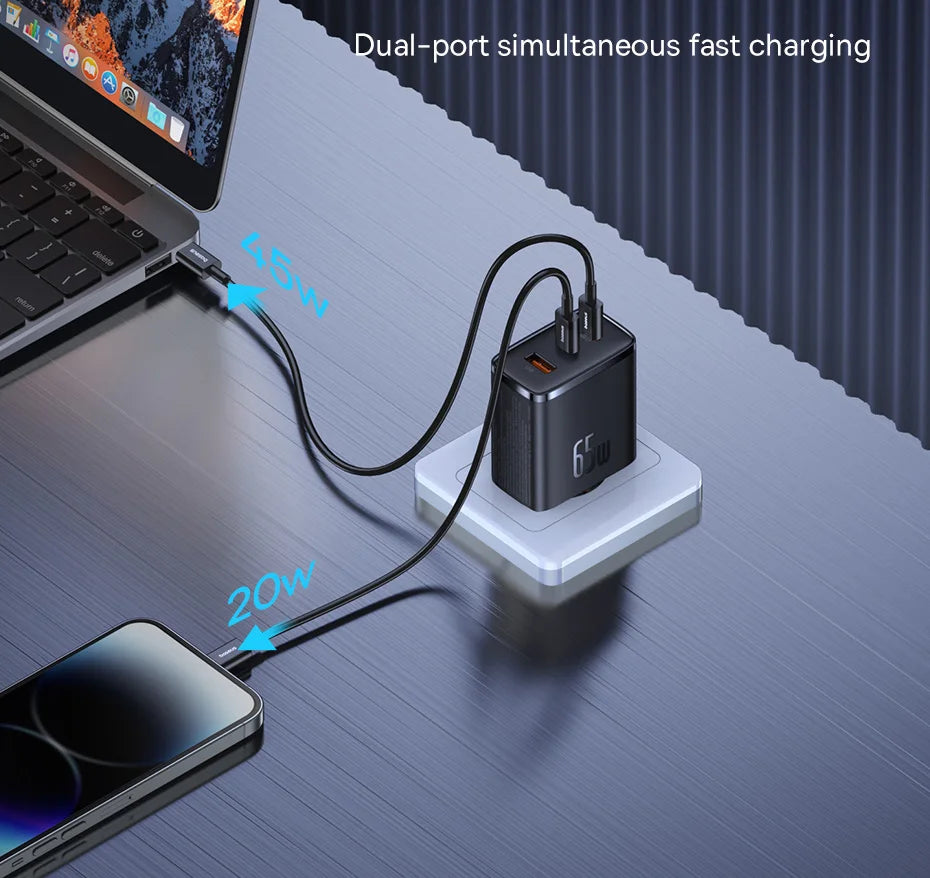 Baseus 65W GaN Charger: The Fast and Versatile Charger for iPhone and Laptops