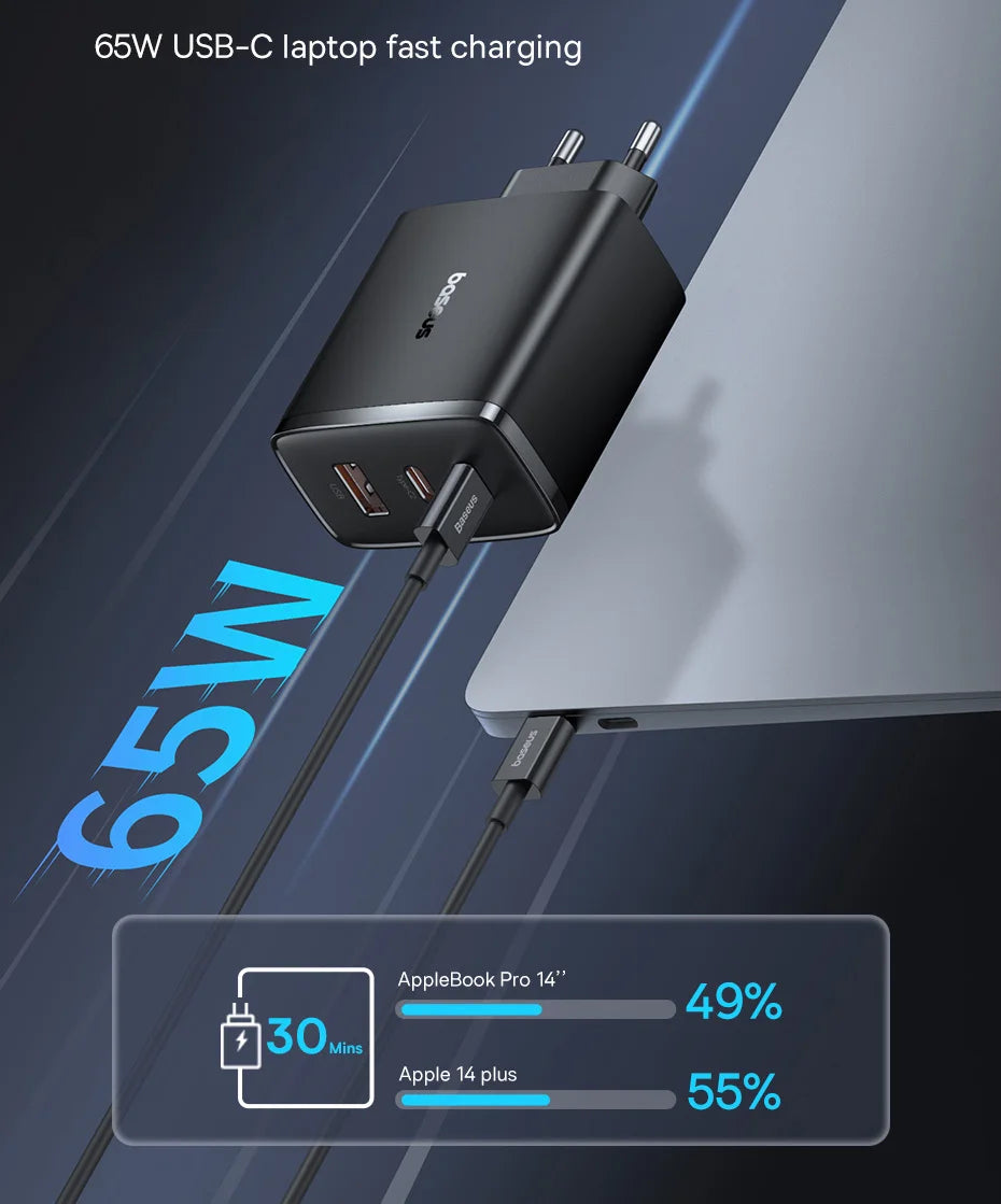 Baseus 65W GaN Charger: The Fast and Versatile Charger for iPhone and Laptops